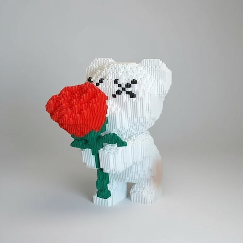 Weißer Bär mit Rose | Bausteine