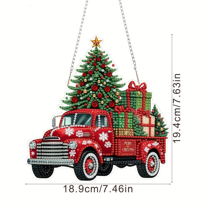 Dekoanhänger | Weihnachts-Truck | Diamond Painting