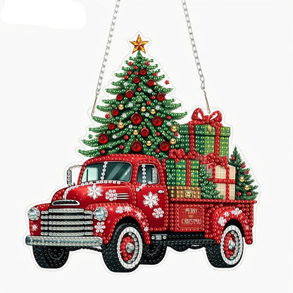 Dekoanhänger | Weihnachts-Truck | Diamond Painting