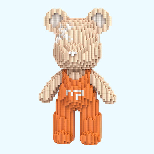 Bär mit orangefarbener Latzhose | Bausteine