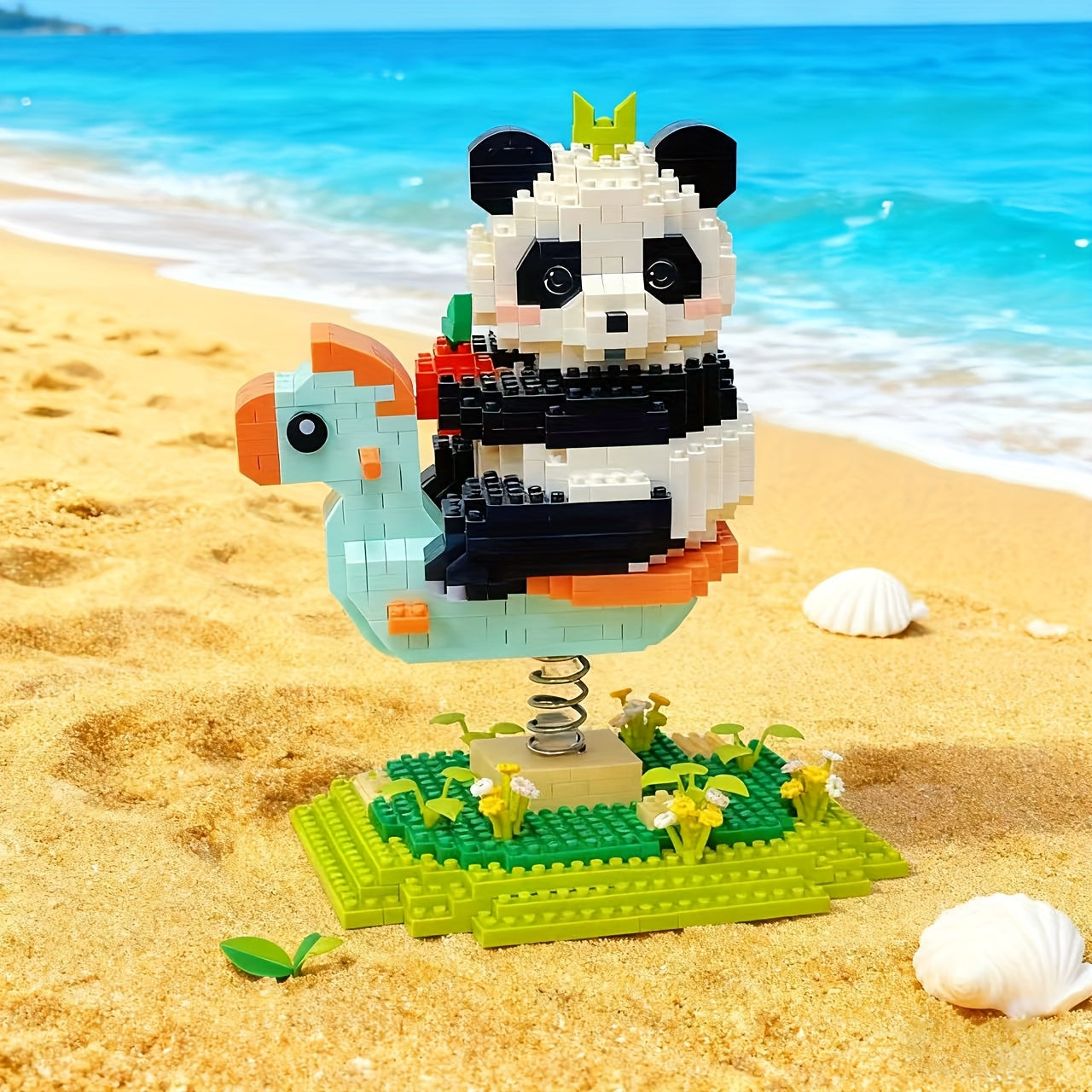 Panda auf der Wippe | Bausteine