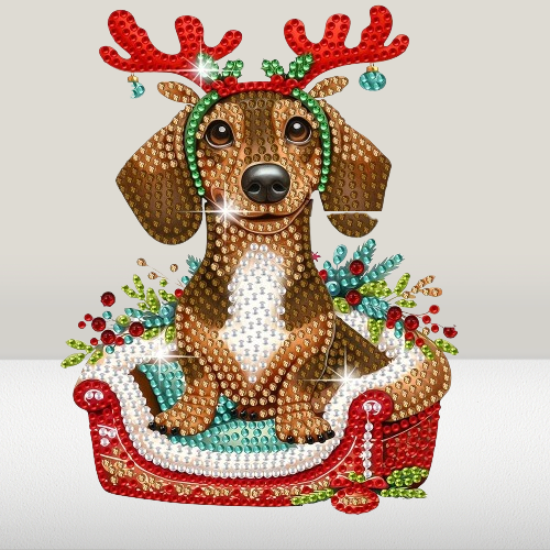 Bewegender Hund im Korb | Diamond Painting