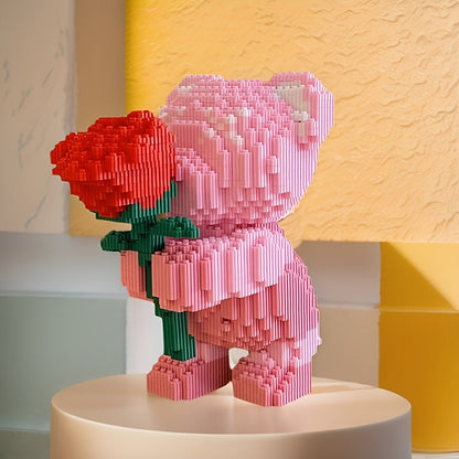Rosa Bärchen mit Rose | Bausteine
