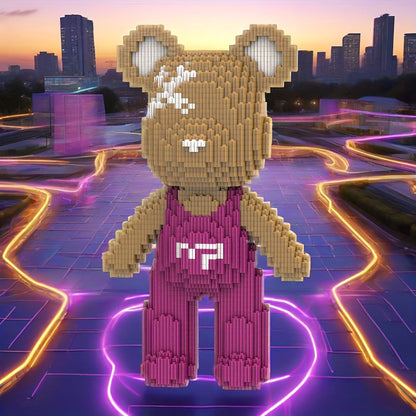 Bär mit lila Latzhose | Bausteine