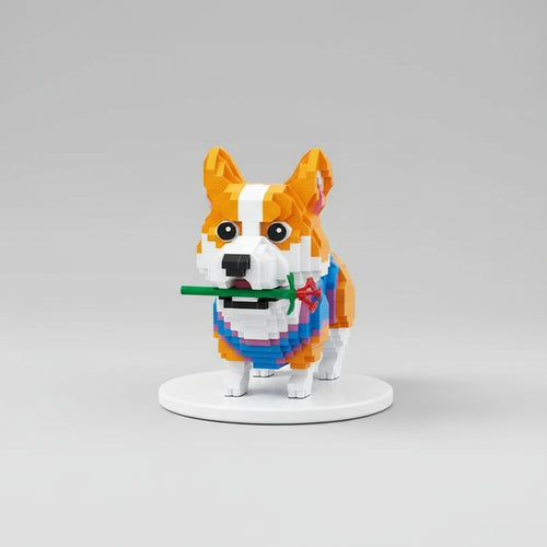 Welsh Corgi mit Rose  | Bausteine
