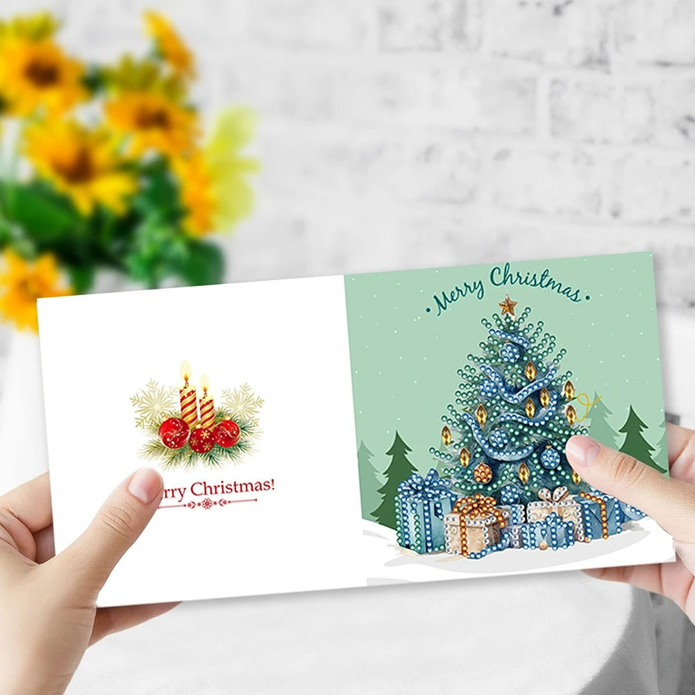 Weihnachtsbaum Weihnachtskarten | 8 Stück | Diamond Painting