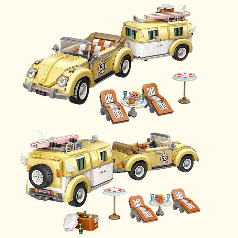 Cabrio mit Caravan - Morgen zu Hause