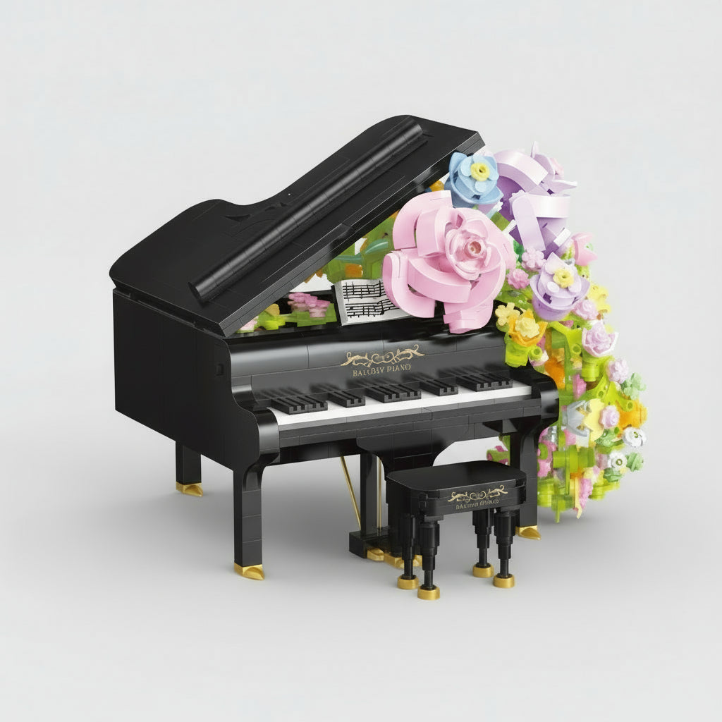 Klavier mit Blumen  | Bausteine
