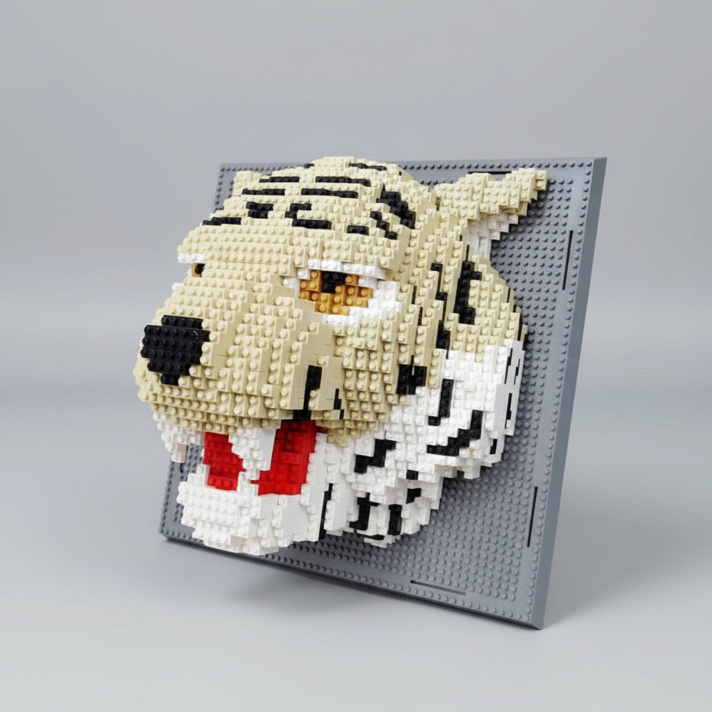 Tiger auf Bauplatte  | Bausteine