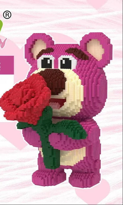 Rosa Bär mit Rose | Bausteine