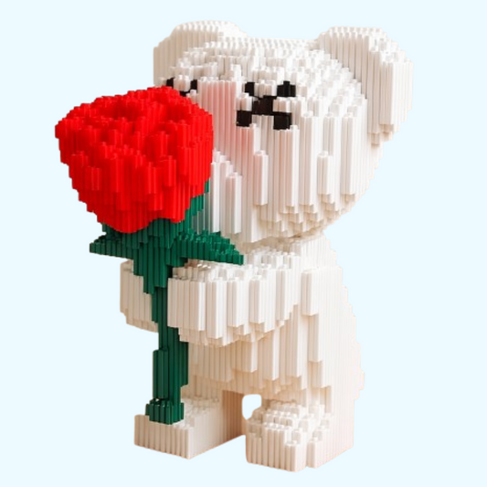 Weißer Bär mit Rose | Bausteine