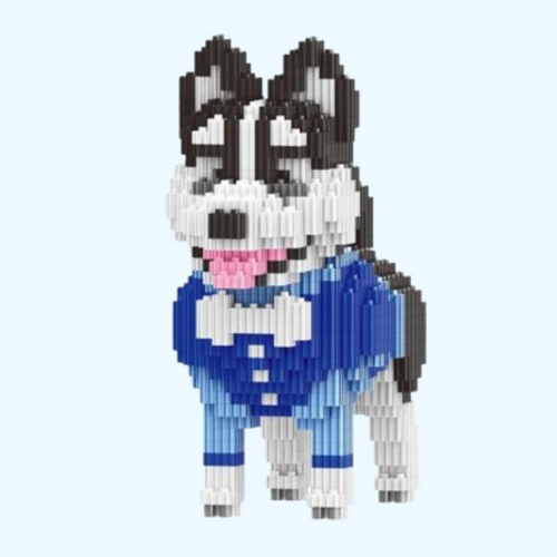 Husky im blauen Anzug | Bausteine