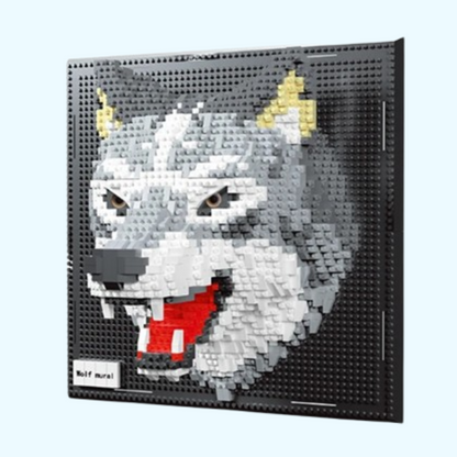 Wolf auf Bauplatte | Bausteine