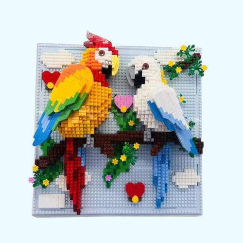 Papageien auf Bauplatte | Bausteine