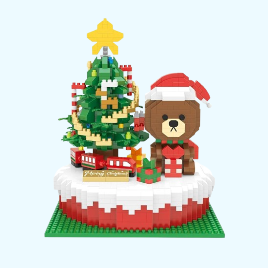 Weihnachtsbaum und Bär auf Bauplatte