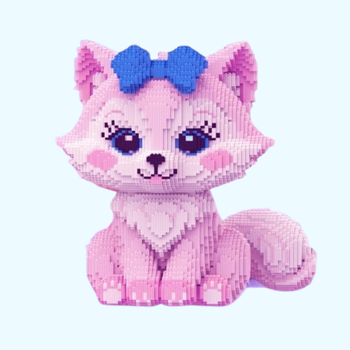 MEGA rosa Fuchs mit Schleife | Bausteine