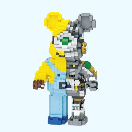 Gelbes Wesen als Roboter | Bausteine