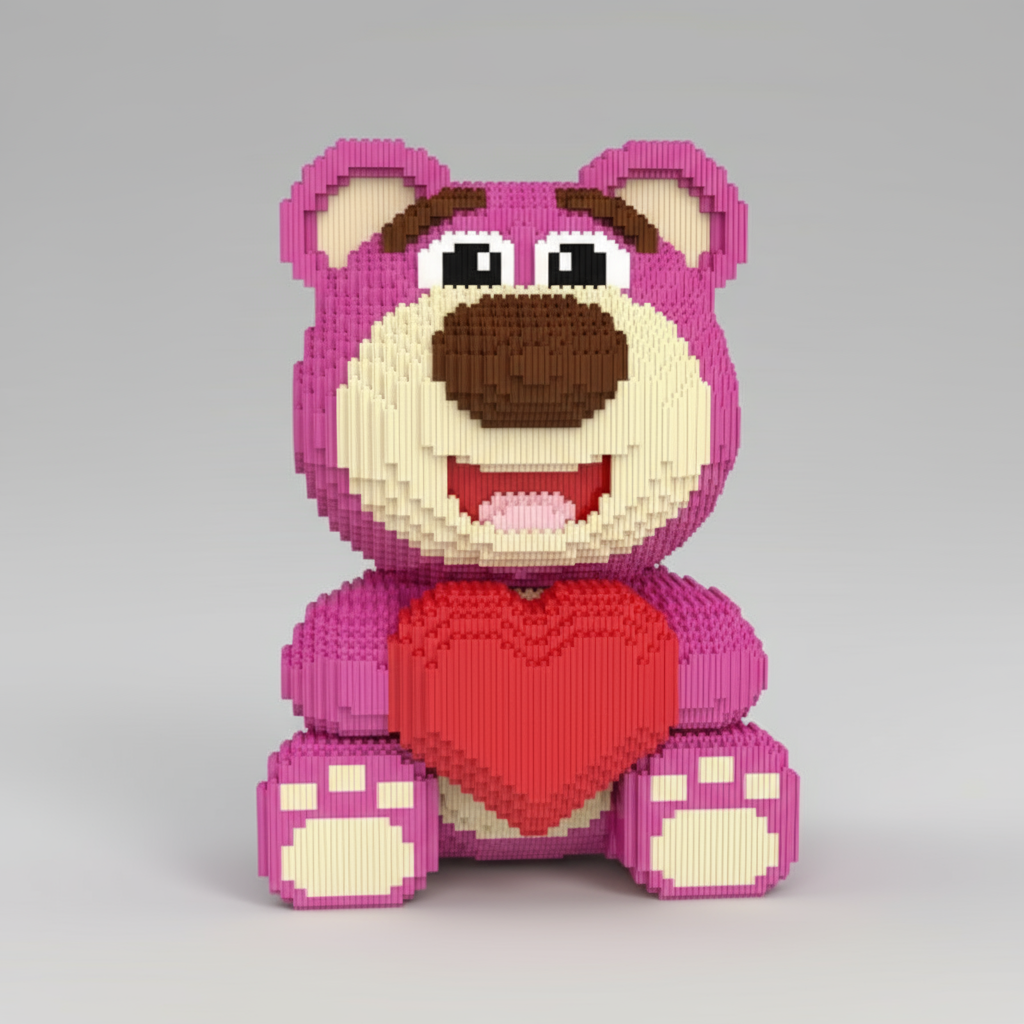 Rosa bär mit Herz | Bausteine