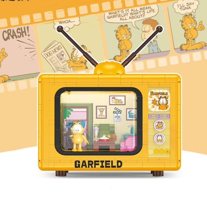 Orangefarbene Cartoon-Katze im TV
