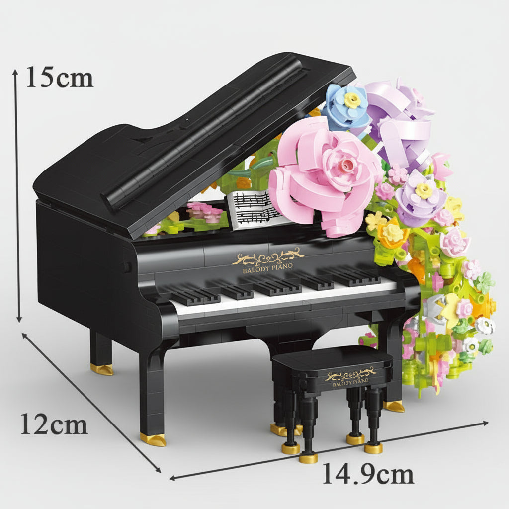 Klavier mit Blumen  | Bausteine