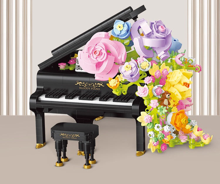 Klavier mit Blumen