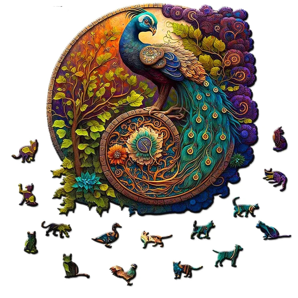 Schöner Pfau | 2D Holzpuzzle