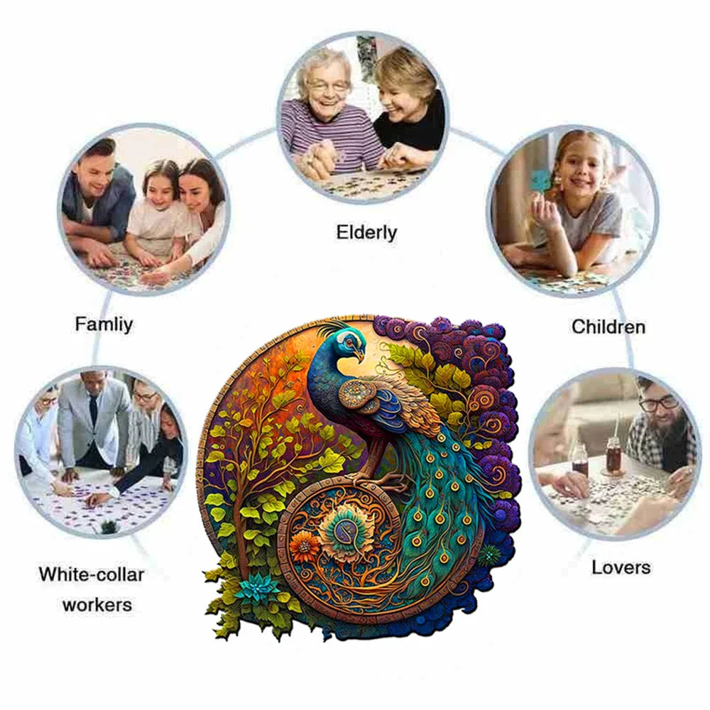 Schöner Pfau | 2D Holzpuzzle