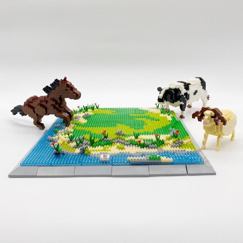 Pferd, Kuh und Schaf auf der Weide  | Bausteine