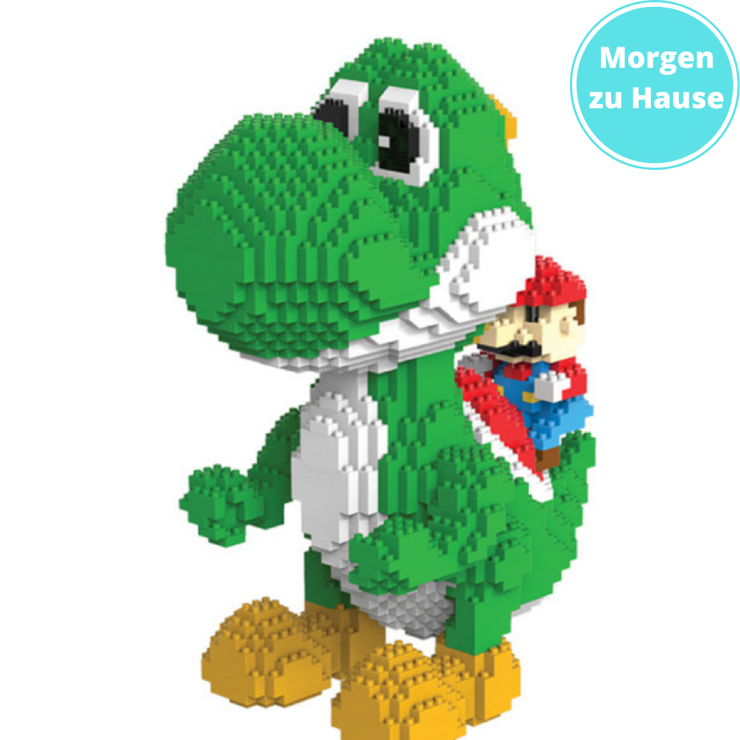 Grüner Dino mit rotem Klempner - Morgen zu Hause